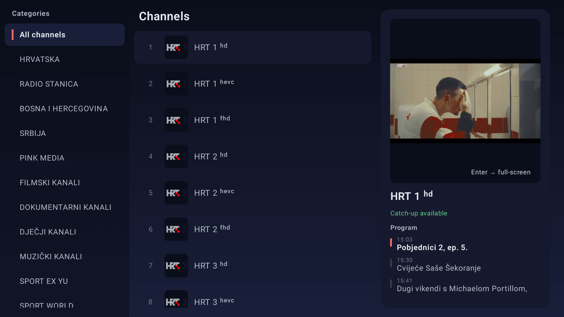 PrviTV Live TV na Android TV-u