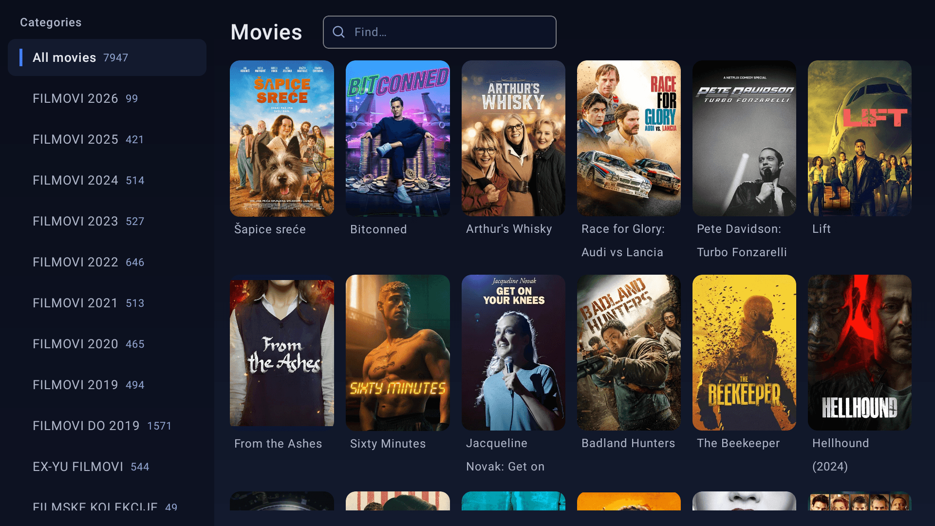PrviTV VOD biblioteka filmova i serija